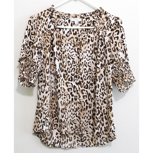 Current Air Tops - 🛍️ Anthropologie Current Air leopard print button up blouse